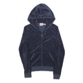 JUICY COUTURE Womens Navy Blue Zip Up Hoodie L Casual Velour Sweatshirt