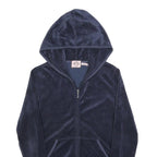 JUICY COUTURE Womens Navy Blue Zip Up Hoodie L Casual Velour Sweatshirt