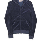 JUICY COUTURE Womens Navy Blue Zip Up Hoodie L Casual Velour Sweatshirt