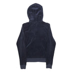 JUICY COUTURE Womens Navy Blue Zip Up Hoodie L Casual Velour Sweatshirt