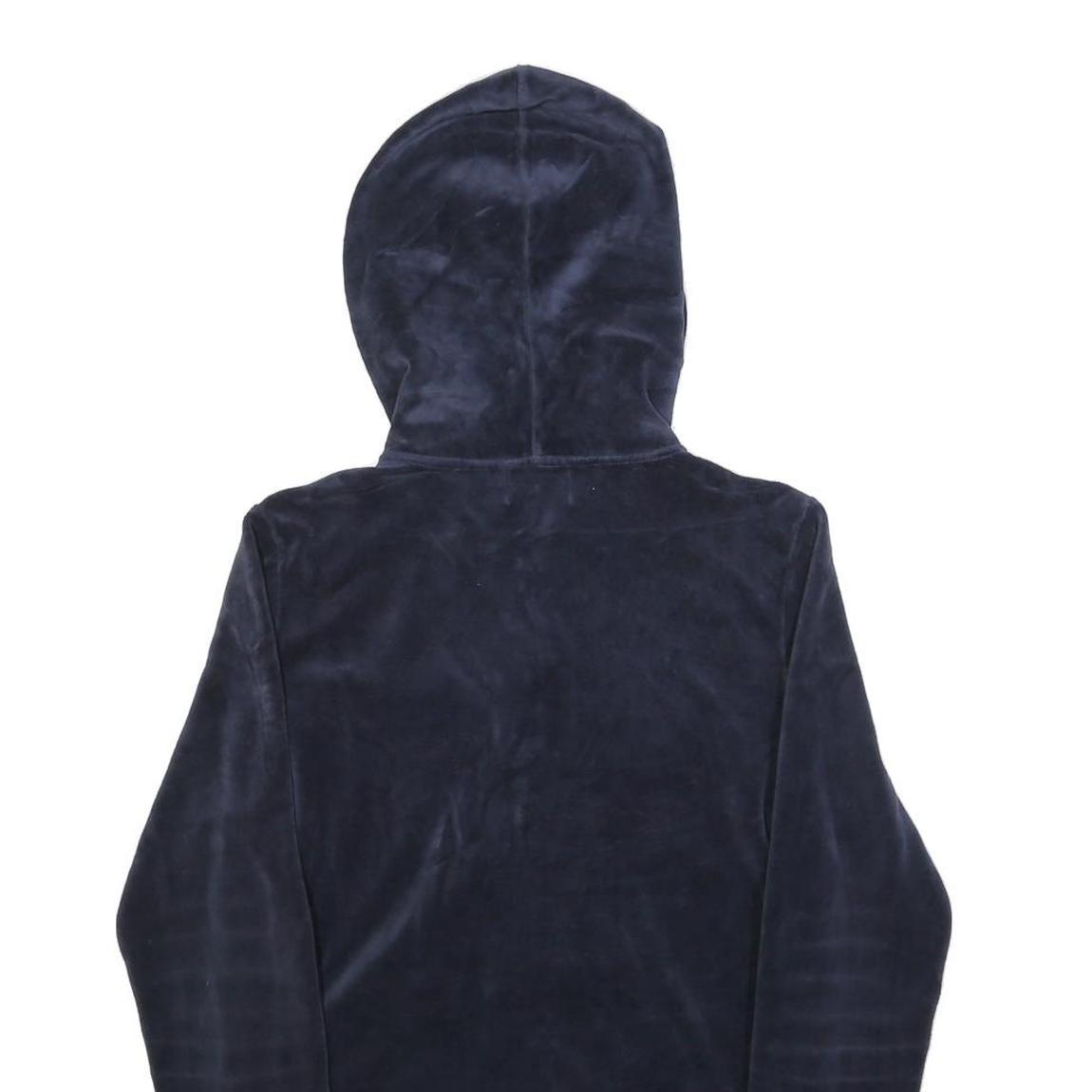 JUICY COUTURE Womens Navy Blue Zip Up Hoodie L Casual Velour Sweatshirt