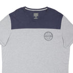 FAT FACE Mens Grey & Navy Printed Basic Crew Neck Short Sleeve Top 2XL
