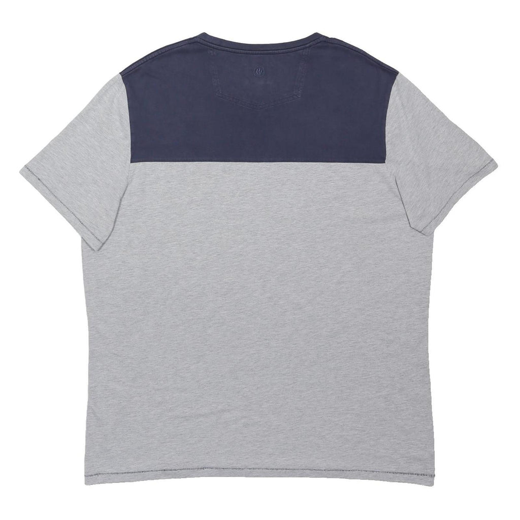 FAT FACE Mens Grey & Navy Printed Basic Crew Neck Short Sleeve Top 2XL