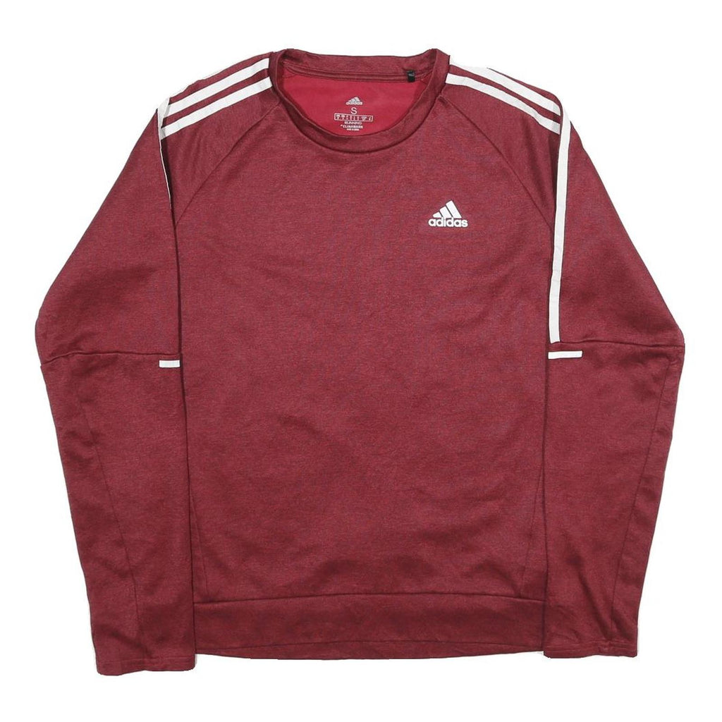 ADIDAS Mens Red Crew Neck S Polyester Sweatshirt Three Stripes Athletic