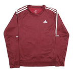 ADIDAS Mens Red Crew Neck S Polyester Sweatshirt Three Stripes Athletic