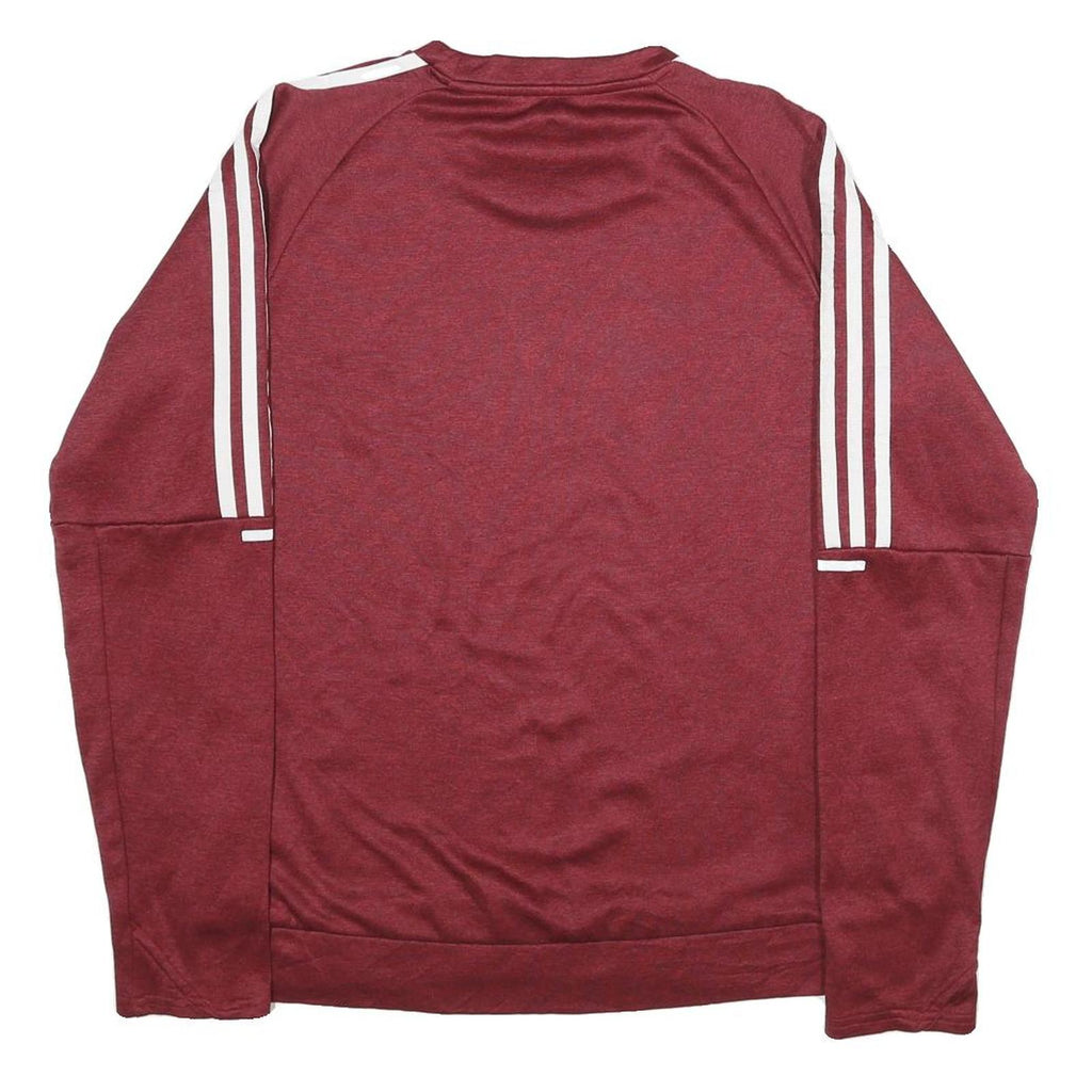 ADIDAS Mens Red Crew Neck S Polyester Sweatshirt Three Stripes Athletic