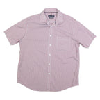 TOMMY HILFIGER Mens Red & White Check Shirt L Short Sleeve Cotton Blend Casual