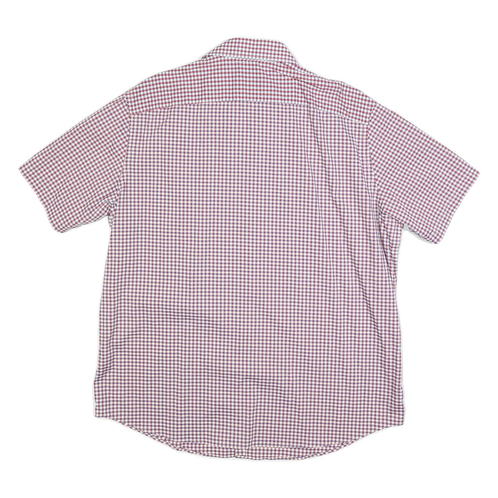 TOMMY HILFIGER Mens Red & White Check Shirt L Short Sleeve Cotton Blend Casual