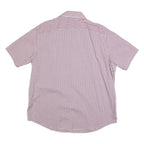 TOMMY HILFIGER Mens Red & White Check Shirt L Short Sleeve Cotton Blend Casual