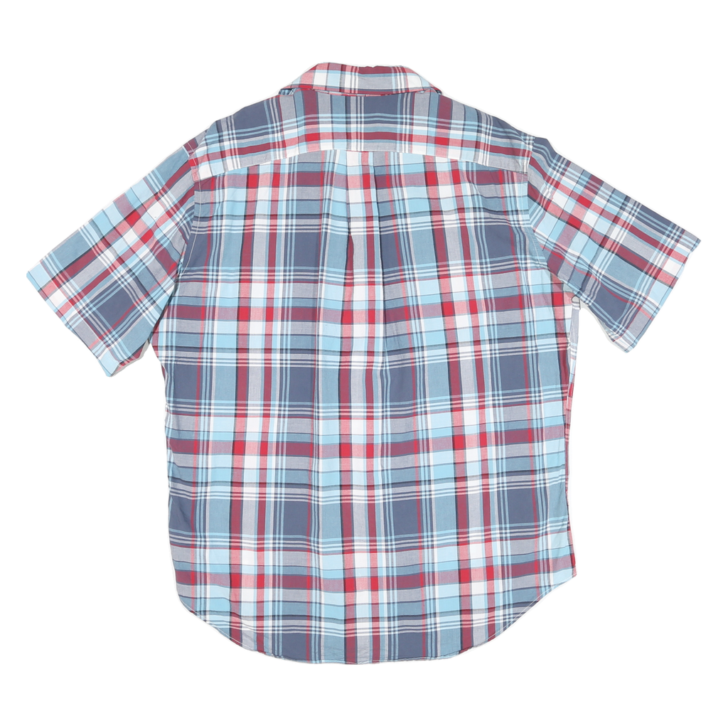 NAUTICA Mens Blue Red Check Shirt L Casual Cotton Blend Summer Button-Up