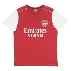 ARSENAL Mens Red & White Football Shirt T-Shirt S Short Sleeve Crew Neck Cotton