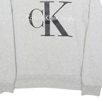 CALVIN KLEIN JEANS Womens Grey Sweatshirt Crew Neck S Logo Print Cotton Pullover