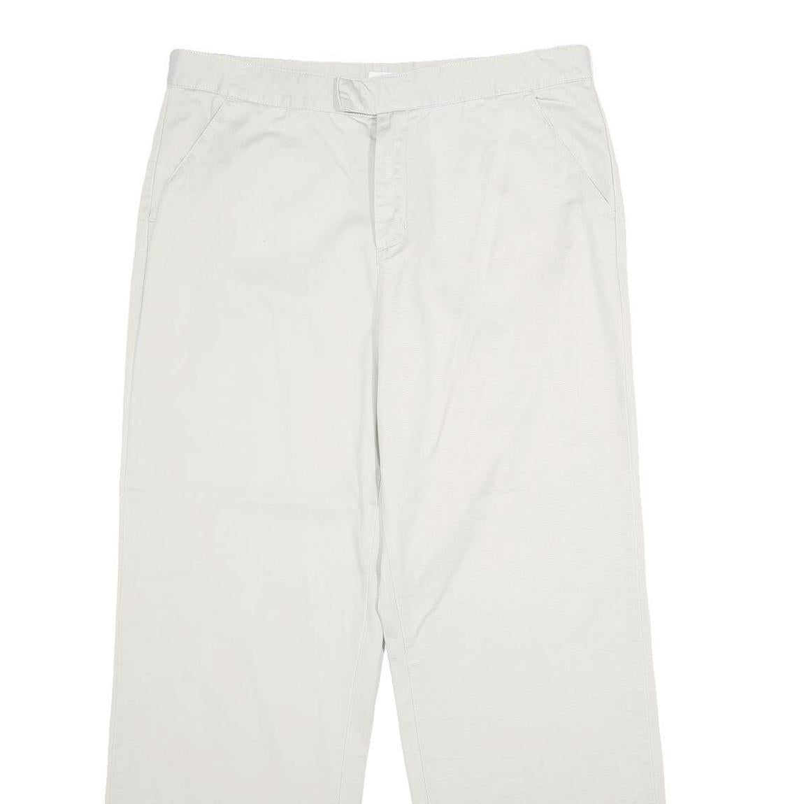 CALVIN KLEIN JEANS Womens Cotton White Relaxed Straight Trousers W32 L30