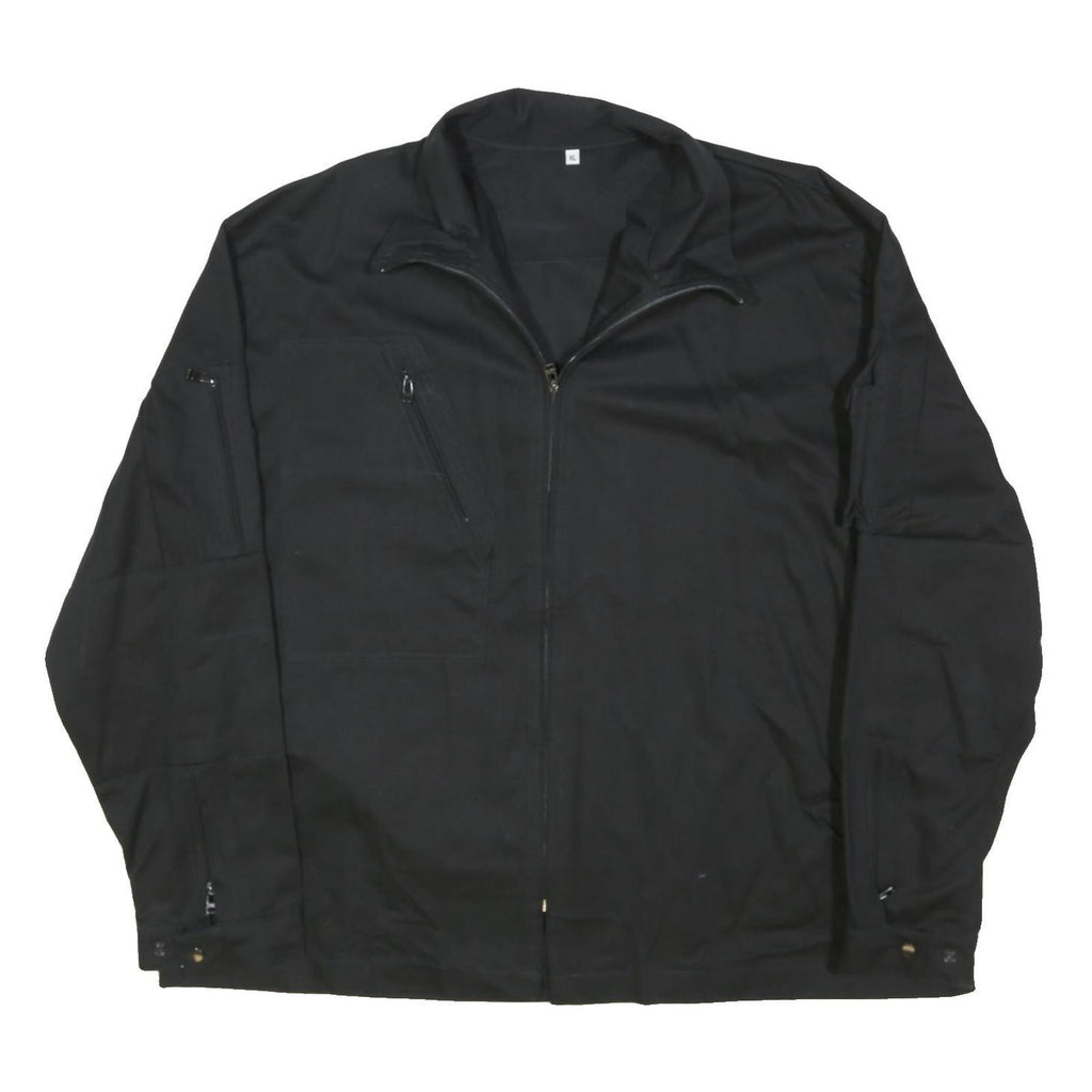 Mens Black Cotton Blend Button Jacket XL Plain Tactical Outdoors