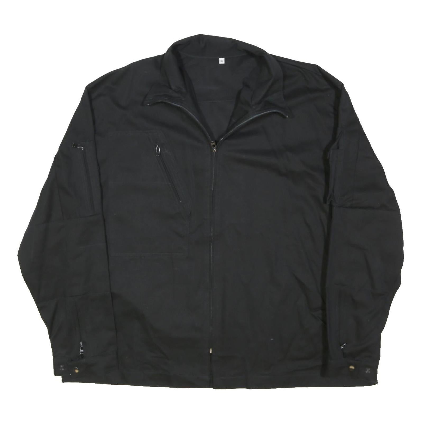 Mens Black Cotton Blend Button Jacket XL Plain Tactical Outdoors