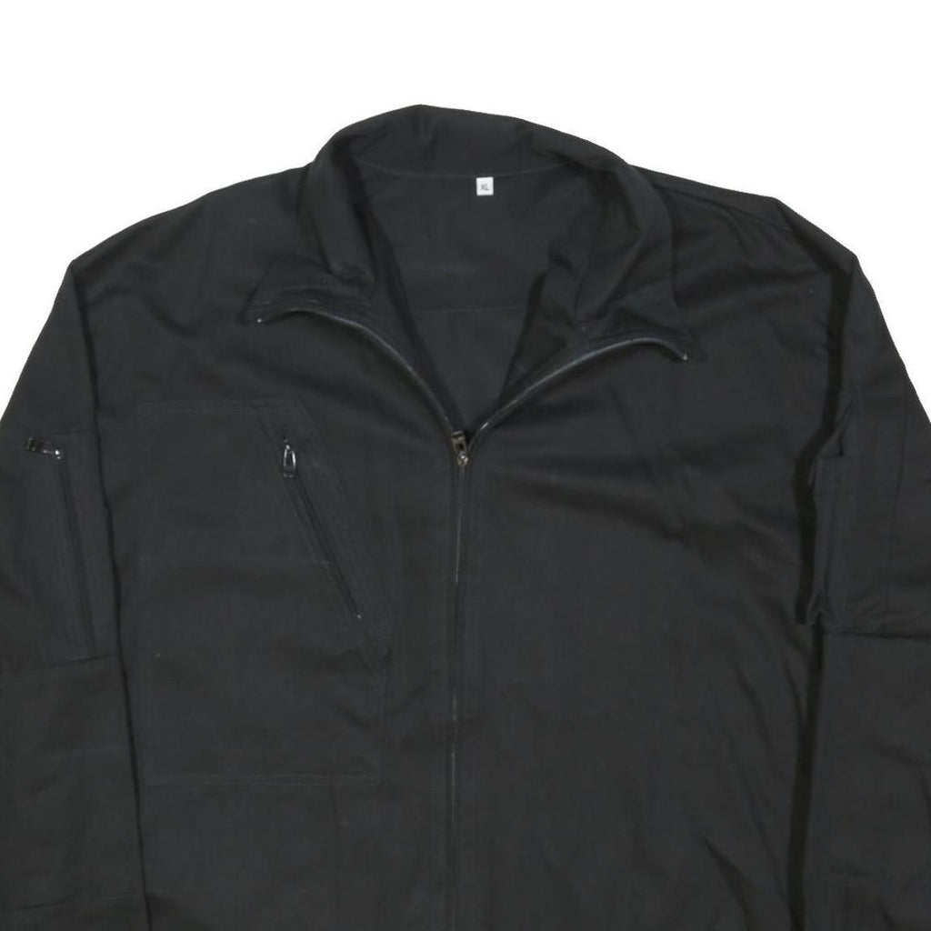 Mens Black Cotton Blend Button Jacket XL Plain Tactical Outdoors