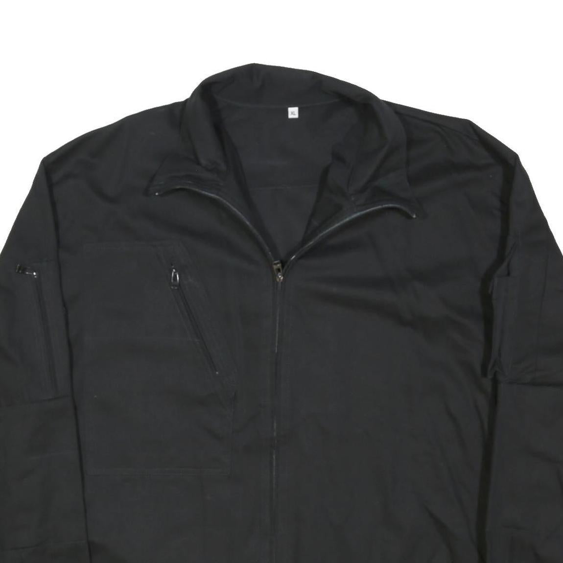 Mens Black Cotton Blend Button Jacket XL Plain Tactical Outdoors