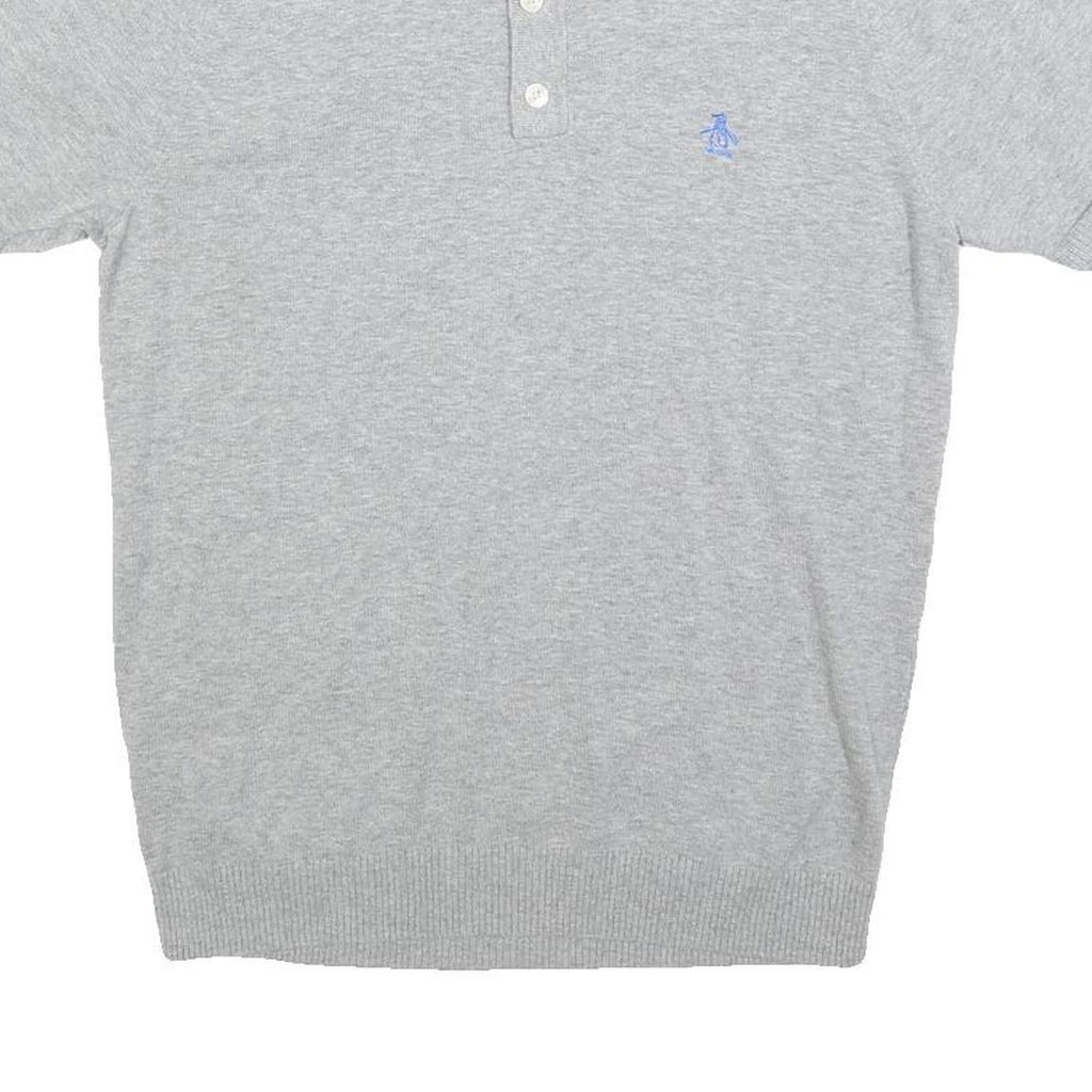 ORIGINAL PENGUIN Mens Grey Polo Shirt S Cotton Short Sleeve Plain Casual