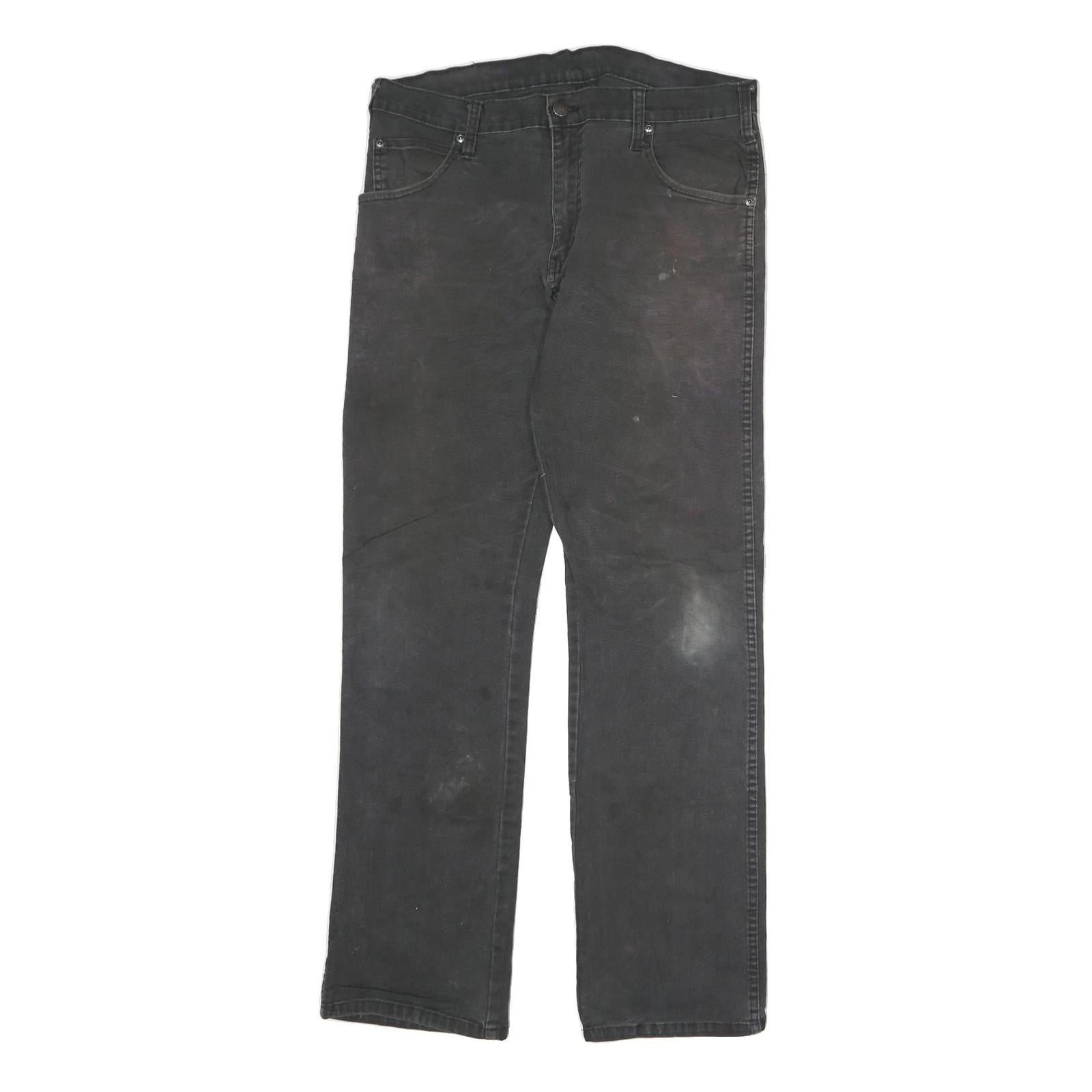 DICKIES Mens Jeans Black Regular Straight Denim W34 L32 Workwear Zip Closure