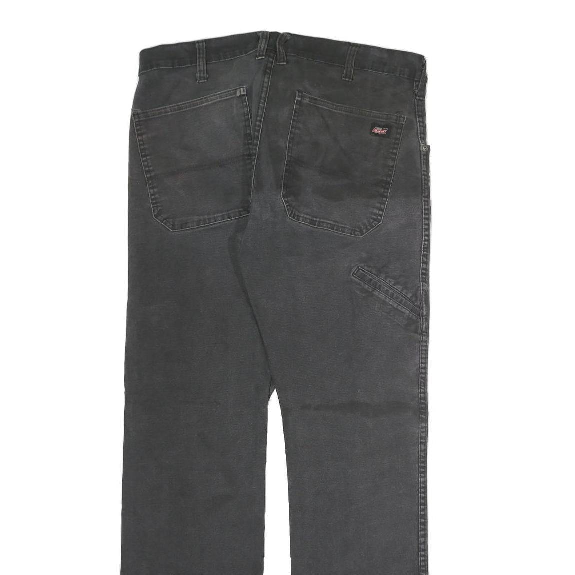 DICKIES Mens Jeans Black Regular Straight Denim W34 L32 Workwear Zip Closure