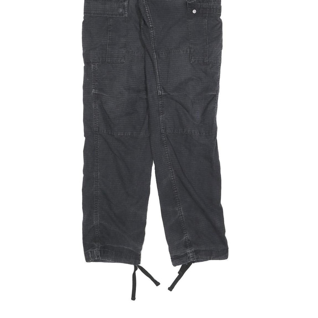 CARHARTT Mens Cotton Blend Black Regular Fit Trousers W29 L32 Cargo Pockets Zip