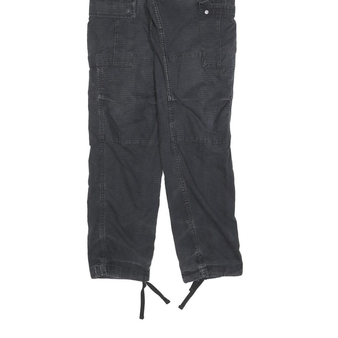 CARHARTT Mens Cotton Blend Black Regular Fit Trousers W29 L32 Cargo Pockets Zip