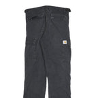 CARHARTT Mens Cotton Blend Black Regular Fit Trousers W29 L32 Cargo Pockets Zip