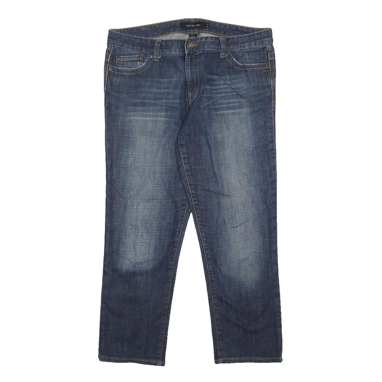 CALVIN KLEIN JEANS Mens Regular Fit Blue Denim W36 L26 Classic Zip Pockets