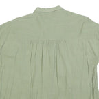 GAP Womens Green Button Shirt Short Sleeve Collared Cotton Blend L Relaxed Fit