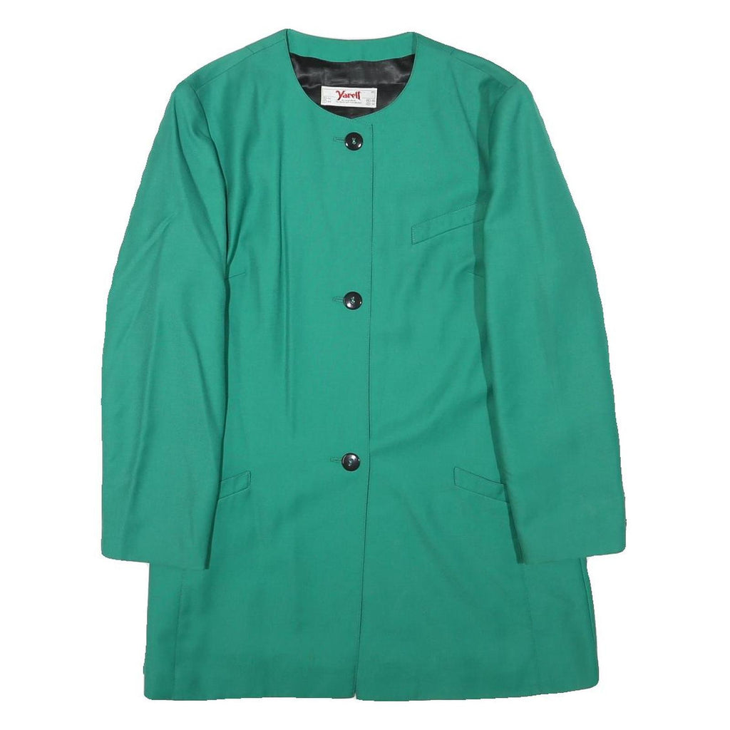 YARELL Womens Green Wool Blend Jacket L Button Plain Classic Tailored