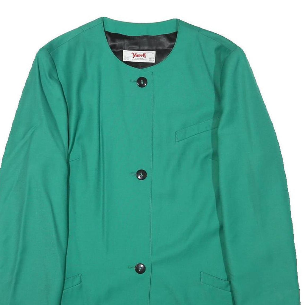 YARELL Womens Green Wool Blend Jacket L Button Plain Classic Tailored
