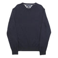 TOMMY HILFIGER Mens Navy Plain Cotton Blend Jumper Crew Neck Basic Knit L