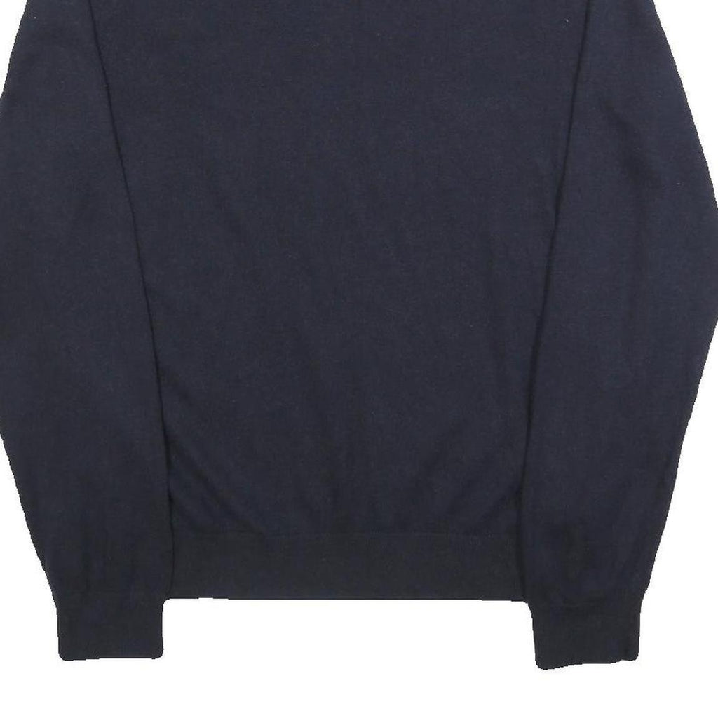 TOMMY HILFIGER Mens Navy Plain Cotton Blend Jumper Crew Neck Basic Knit L