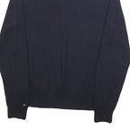 TOMMY HILFIGER Mens Navy Plain Cotton Blend Jumper Crew Neck Basic Knit L
