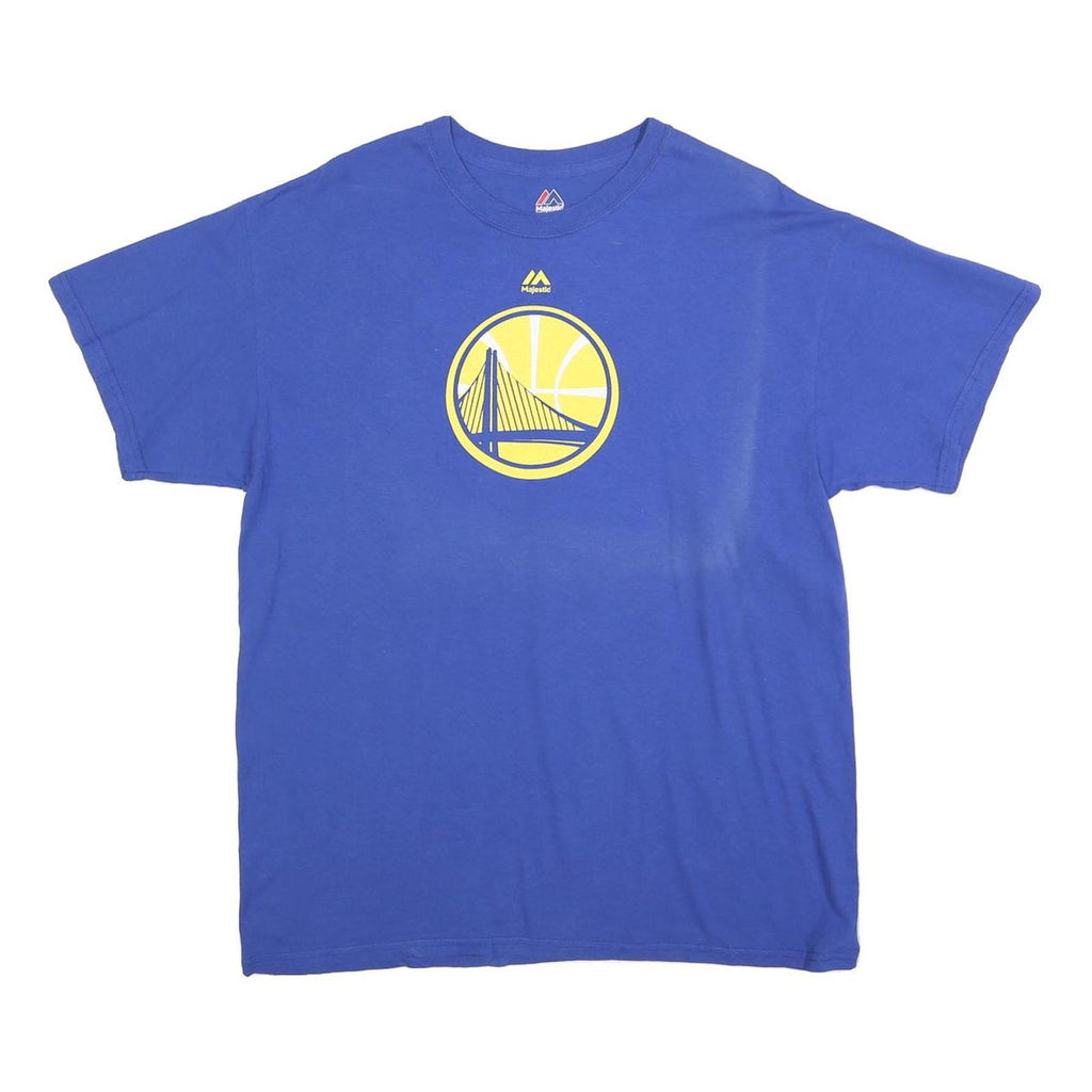 MAJESTIC Mens Blue Golden State Warriors Graphic T-Shirt L Short Sleeve Crew