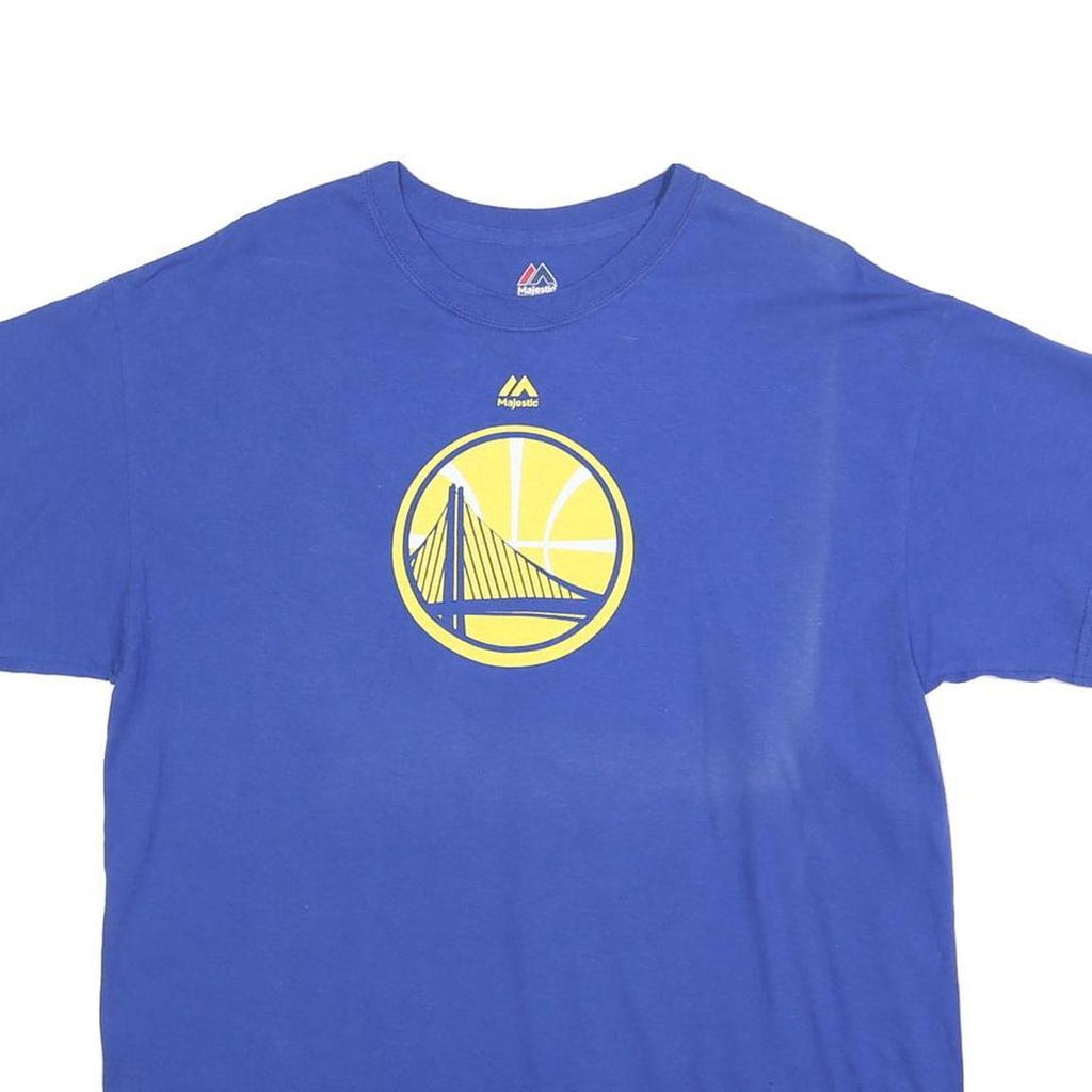 MAJESTIC Mens Blue Golden State Warriors Graphic T-Shirt L Short Sleeve Crew