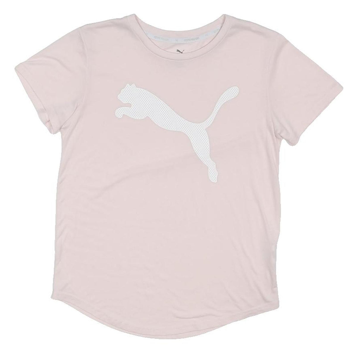 PUMA Womens Pink & White Logo Graphic T-Shirt XS Short Sleeve Crew Neck Casual