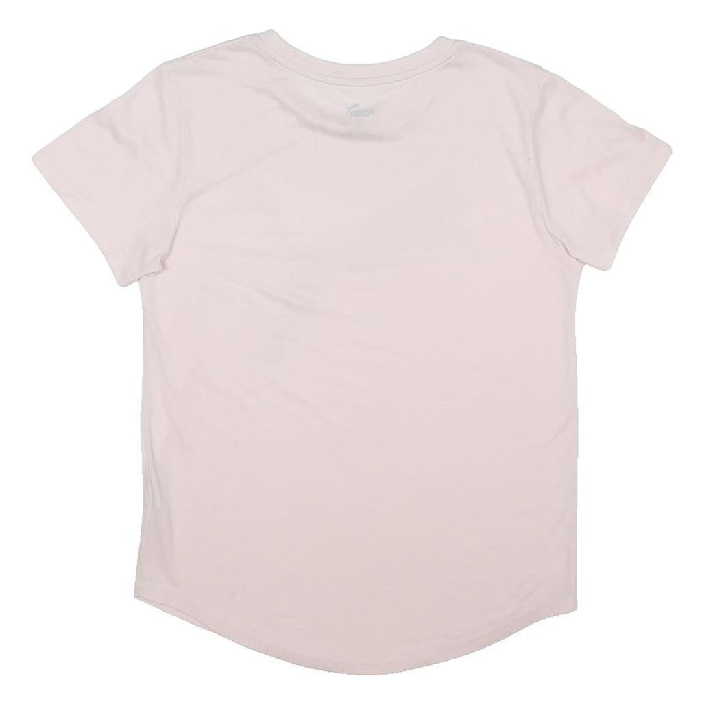 PUMA Womens Pink & White Logo Graphic T-Shirt XS Short Sleeve Crew Neck Casual