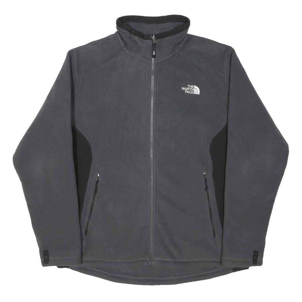 THE NORTH FACE Mens Black Grey Fleece Jacket L Polyester Zip Outdoor Casual