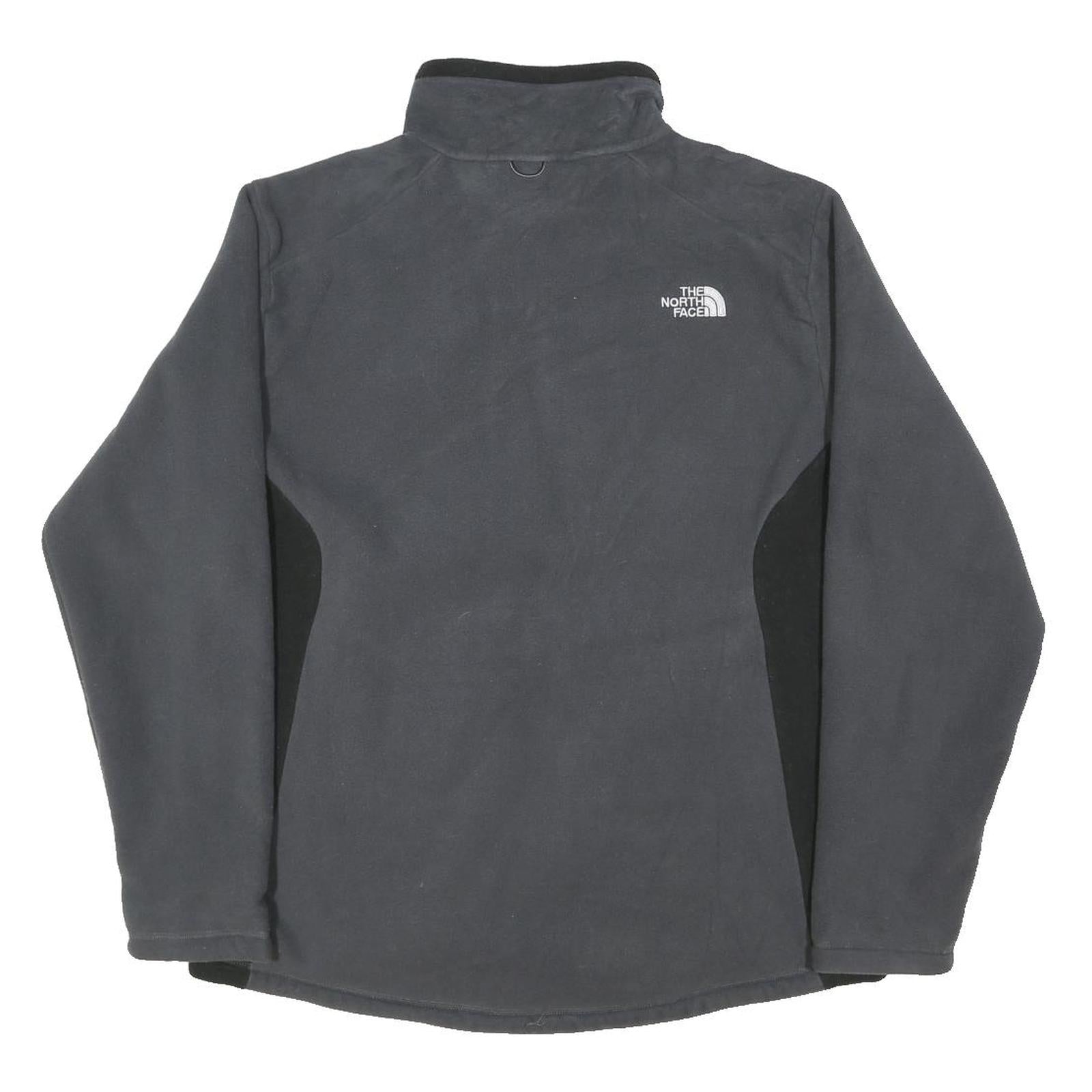 THE NORTH FACE Mens Black Grey Fleece Jacket L Polyester Zip Outdoor Casual