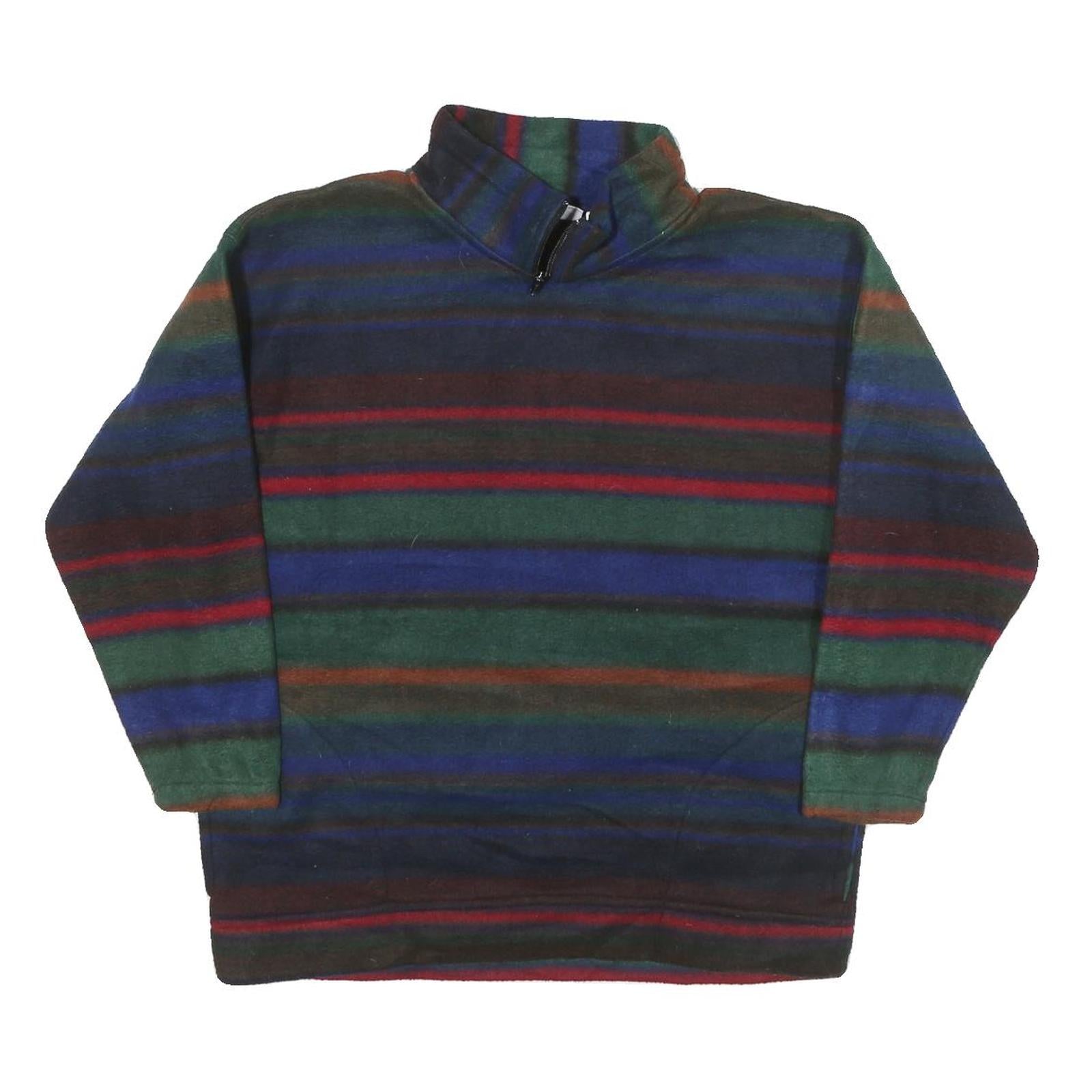 FUN SPIRIT Womens Multicolour Patterned Pullover Jumper 1/4 Zip M Striped Casual
