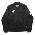 LEVI'S Womens Black Satin Bomber Jacket S Viscose Embroidered Floral Crane