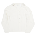 SUSAN BRISTOL Womens White Shirt UK 10 Floral Embroidered Collar Button Shirt