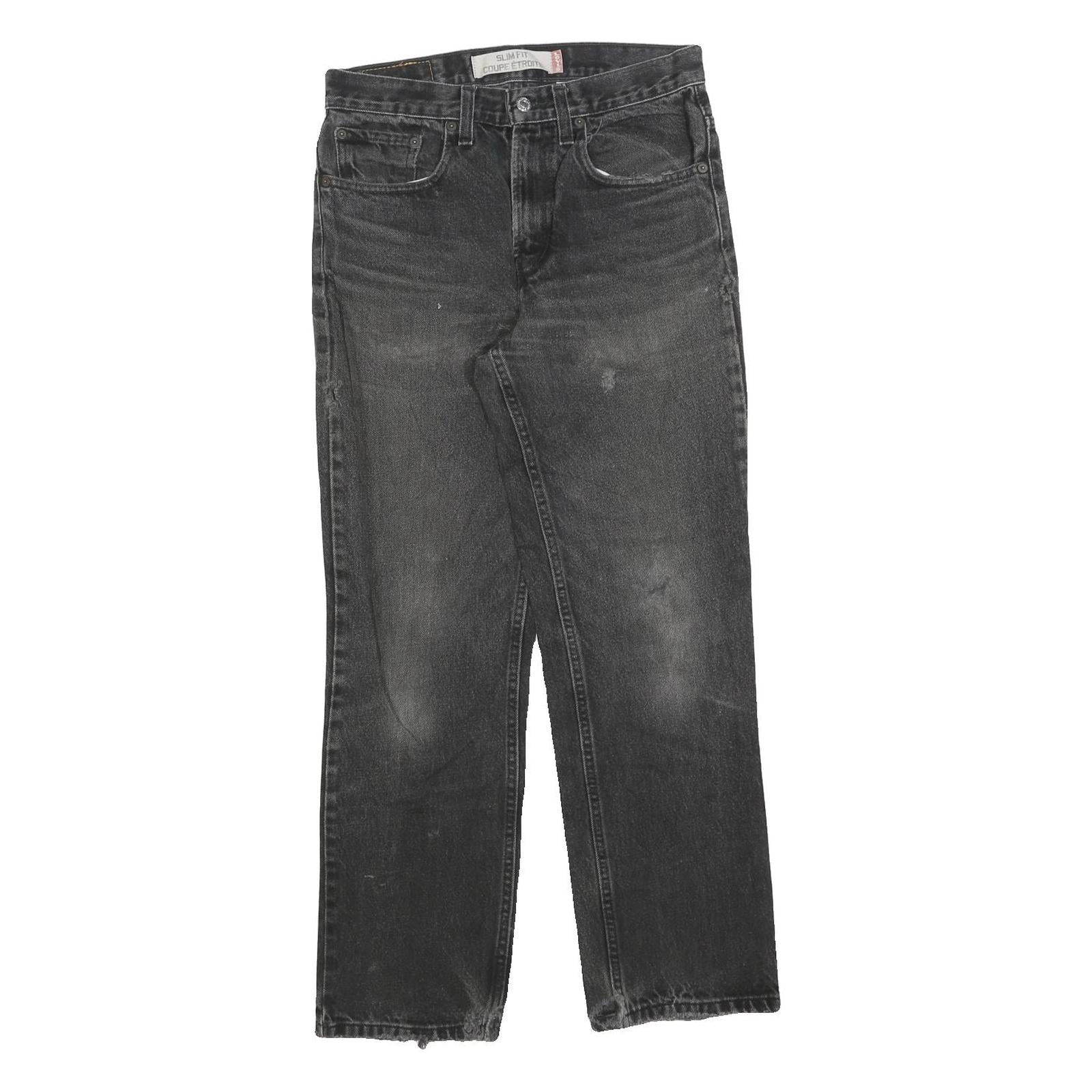 LEVI'S 516 Straight Mens Slim Black Denim Medium W31 L30 Cotton Blend Zip Jeans