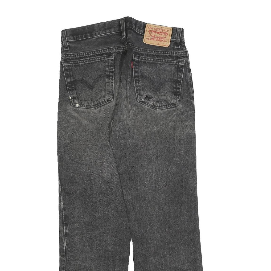 LEVI'S 516 Straight Mens Slim Black Denim Medium W31 L30 Cotton Blend Zip Jeans