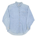 FARGO Mens Blue Denim Shirt L Cotton Blend Button Down Collar Long Sleeve Casual