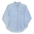 FARGO Mens Blue Denim Shirt L Cotton Blend Button Down Collar Long Sleeve Casual