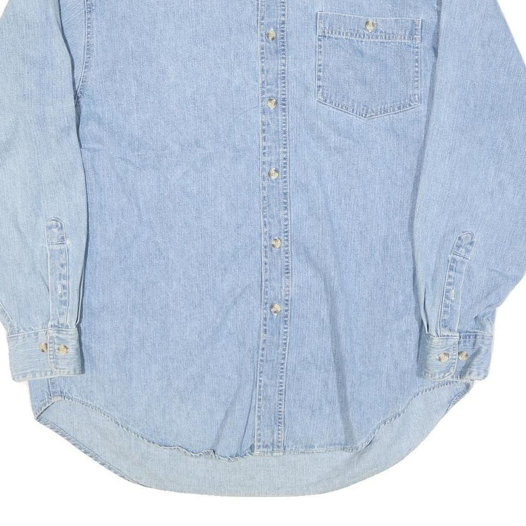 FARGO Mens Blue Denim Shirt L Cotton Blend Button Down Collar Long Sleeve Casual