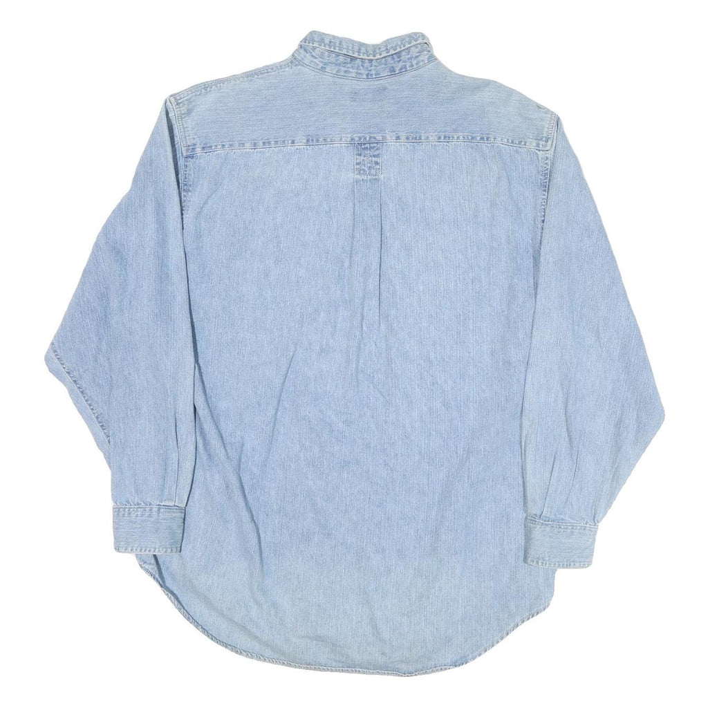 FARGO Mens Blue Denim Shirt L Cotton Blend Button Down Collar Long Sleeve Casual