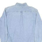 FARGO Mens Blue Denim Shirt L Cotton Blend Button Down Collar Long Sleeve Casual